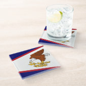 アメリカのサモア国旗を持つガラスコースター ガラスコースター (アングル)