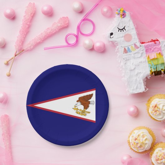 アメリカのサモア国旗を持つ愛国的紙プレート ペーパープレート (パーティー)