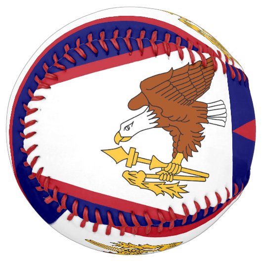 アメリカのサモア国旗を掲げた愛国的なソフトボール ソフトボール (正面左)