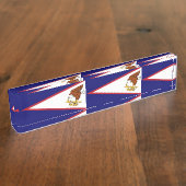 アメリカのサモア国旗を掲げた愛国的な卓上の銘板 デスクネームプレート (側面)