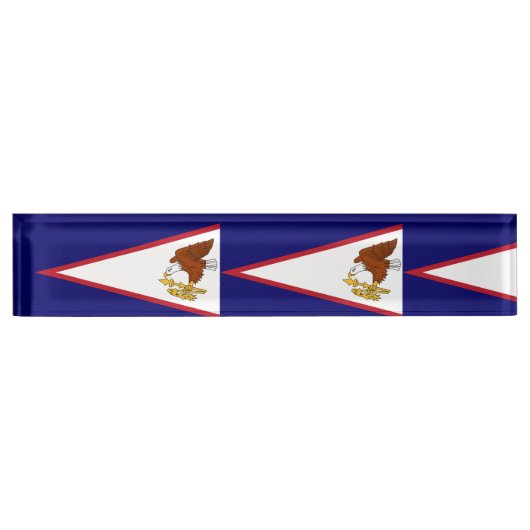 アメリカのサモア国旗を掲げた愛国的な卓上の銘板 デスクネームプレート (正面)