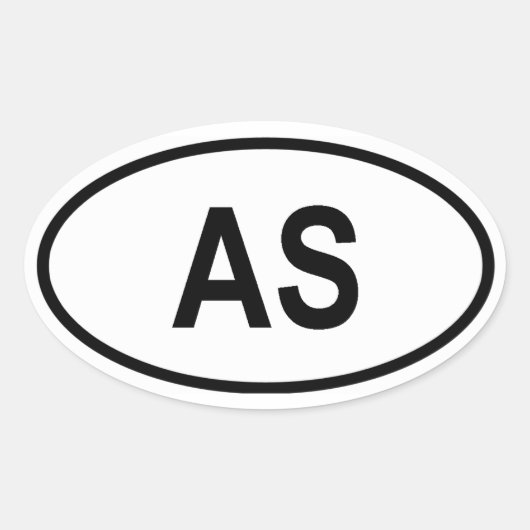 アメリカのサモア「AS」 楕円形シール (正面)
