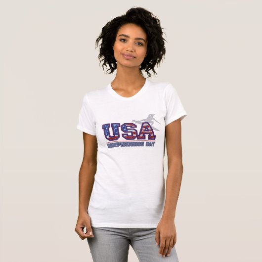 アメリカのサーファー Independence Day レディースTシャツ Tシャツ (正面フル)