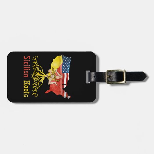 アメリカのシシリアの根の荷物のラベルのテンプレート ラゲッジタグ (正面横)