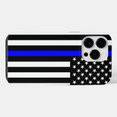 アメリカのシン・ブルー・ライン iPhoneケース (裏面横)