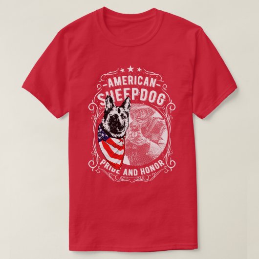 アメリカのシープドッグプライドと名誉 Tシャツ (デザイン正面)