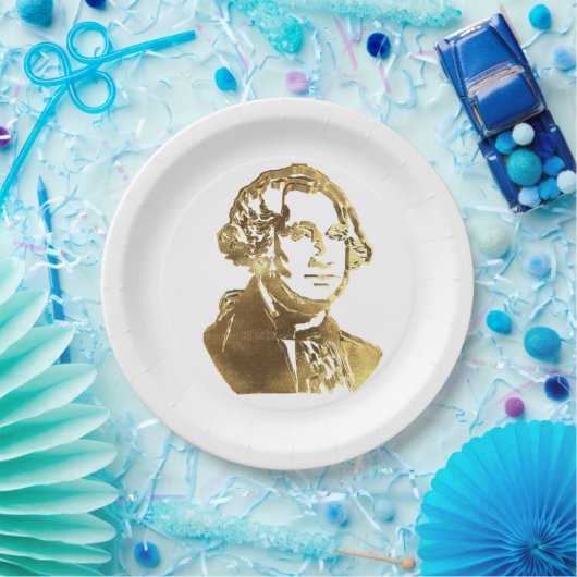アメリカのジョージ・ワシントン大統領のポートレートの金ゴールド ペーパープレート (パーティー)