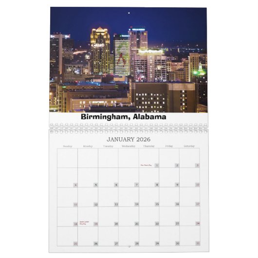 アメリカのスカイライン カレンダー (1月 2026)