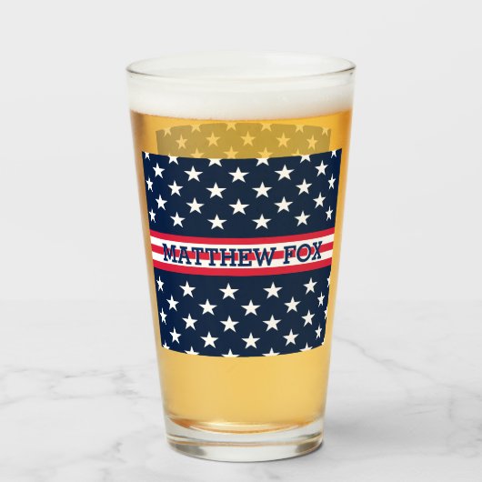 アメリカのスターストライプズScript Monogram Dazzling タンブラーグラス (ドリンク正面)