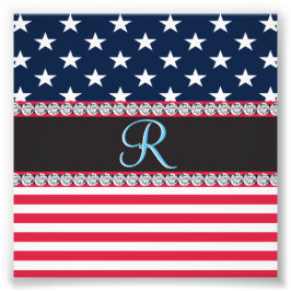 アメリカのスターストライプズScript Monogram Dazzling フォトプリント