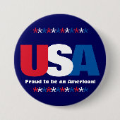 アメリカのスター赤白青愛国的ボタンピン 缶バッジ (正面)