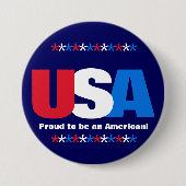 アメリカのスター赤白青愛国的ボタンピン 缶バッジ (正面)