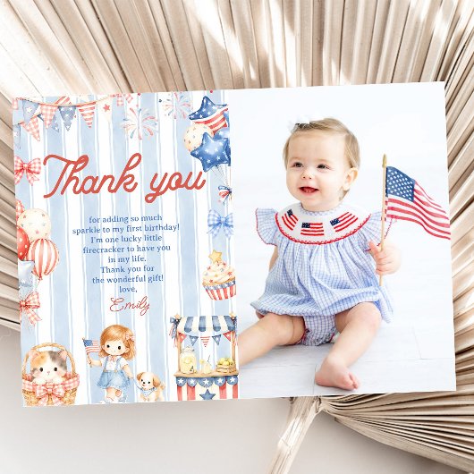 アメリカのストライプ柄の女の子の誕生日パーティー 招待状