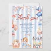 アメリカのストライプ柄の女の子の誕生日パーティー 招待状 (正面)