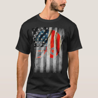 アメリカのスポーツと白黒の愛国者国旗 Tシャツ