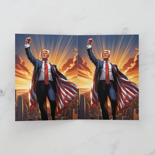 「アメリカのスーパーヒーローのグリーティングカードを切り詰める」 カード (内部)