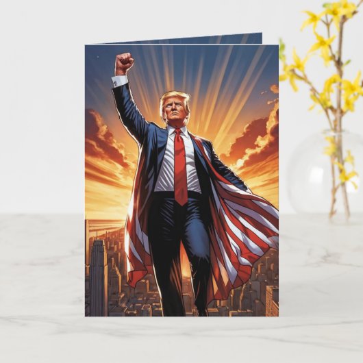 「アメリカのスーパーヒーローのグリーティングカードを切り詰める」 カード (黄色い花)