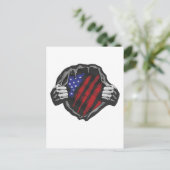 アメリカのスーパーヒーローのコスチューム国旗Tシャツ ポストカード (スタンド正面)