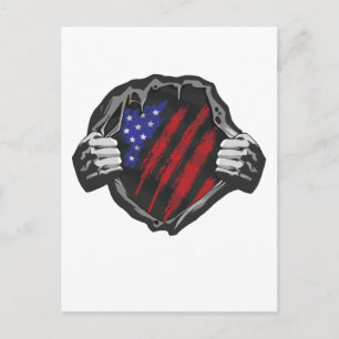 アメリカのスーパーヒーローのコスチューム国旗Tシャツ ポストカード