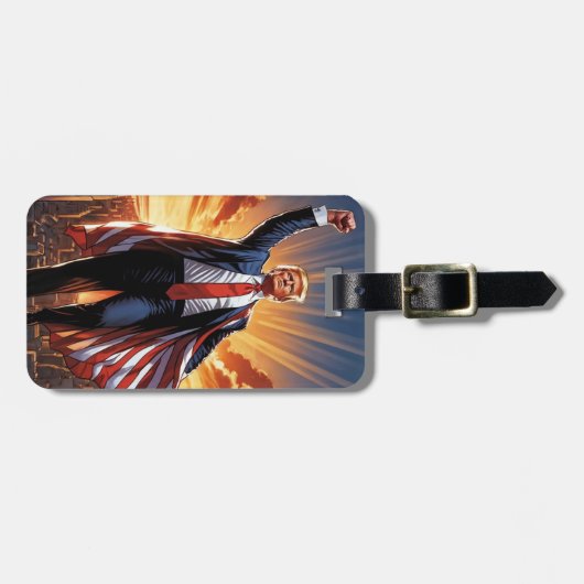 アメリカのスーパーヒーローの荷札を切り詰める» ラゲッジタグ (正面横)