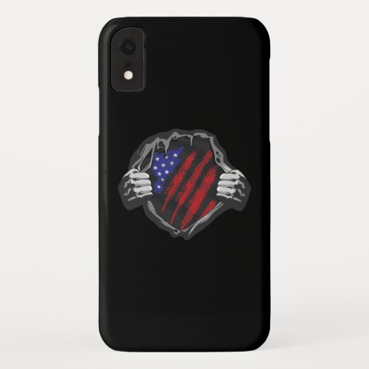 アメリカのスーパーヒーローコスチュームの旗 Case-Mate iPhoneケース (裏面)