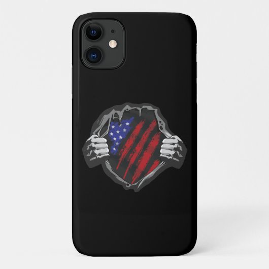 アメリカのスーパーヒーローコスチュームの旗 Case-Mate iPhoneケース (裏面)