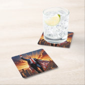 アメリカのスーパーヒーローコースターを切り倒す スクエアペーパーコースター (インサイチュ)