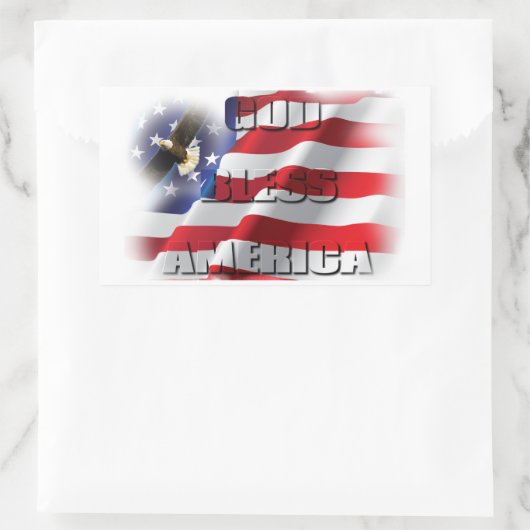 アメリカのソアリングイーグルを愛する愛国神 長方形シール (バッグ)