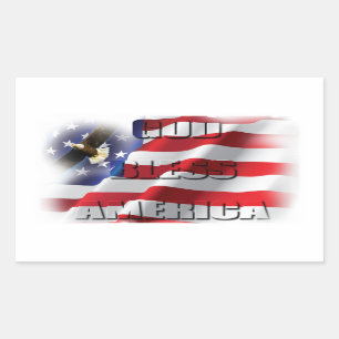 アメリカのソアリングイーグルを愛する愛国神 長方形シール