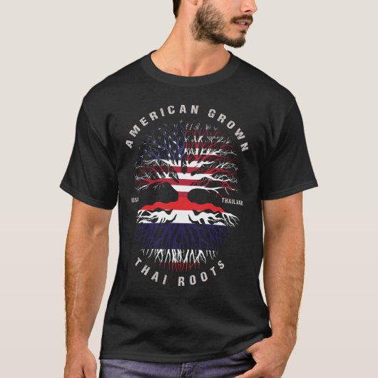 アメリカのタイのルーツタイ国旗 Tシャツ (正面)