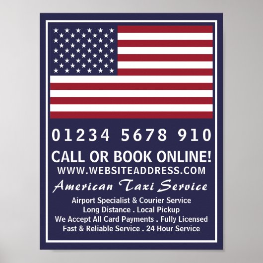 アメリカのタクシー会社広告旗 ポスター (正面)