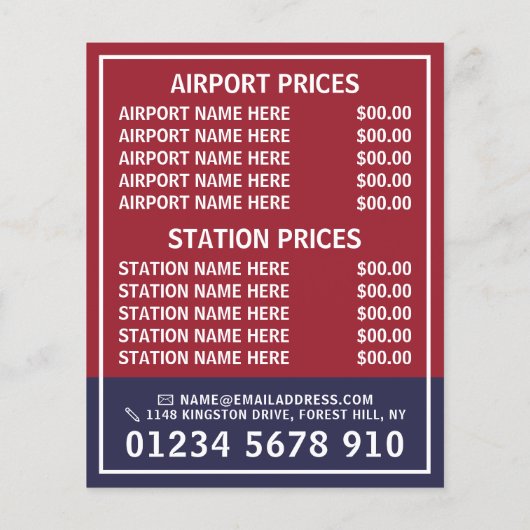 アメリカのタクシー会社旗（価格表） チラシ (裏面)