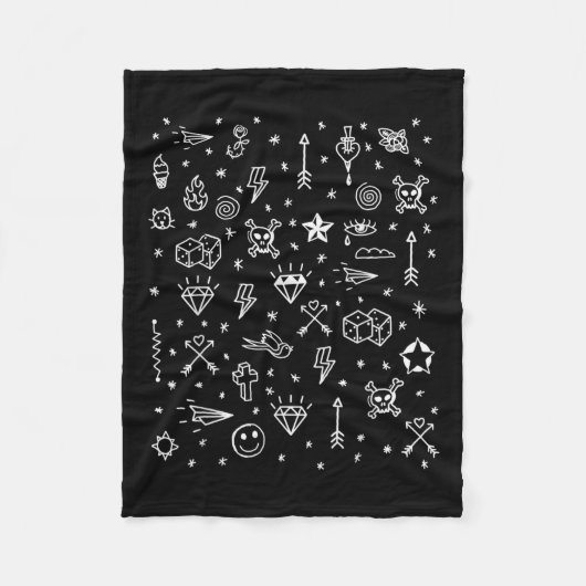 アメリカのタトゥーフラッシュ伝統的、タトゥーデザイン フリースブランケット (正面)