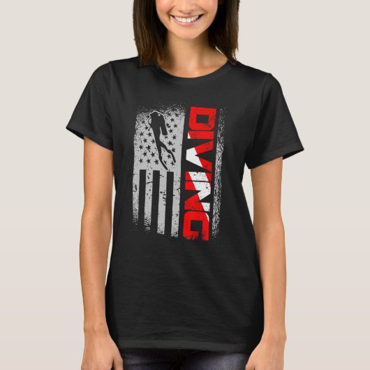 アメリカのダイバーダウン国旗の降下1 Tシャツ (正面)
