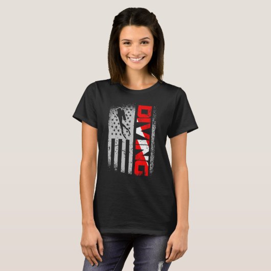 アメリカのダイバーダウン国旗の降下1 Tシャツ (正面フル)