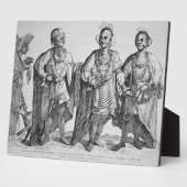 アメリカのチェロキー将軍3人、1762年(版木、銅版、版画) フォトプラーク (側面)