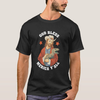 アメリカのティーズ：神の恵みメリカY'all Jesus Dinosale Co Tシャツ