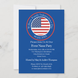 アメリカのテキストを変更する アメリカ国旗 独立記念日 7月4日 招待状