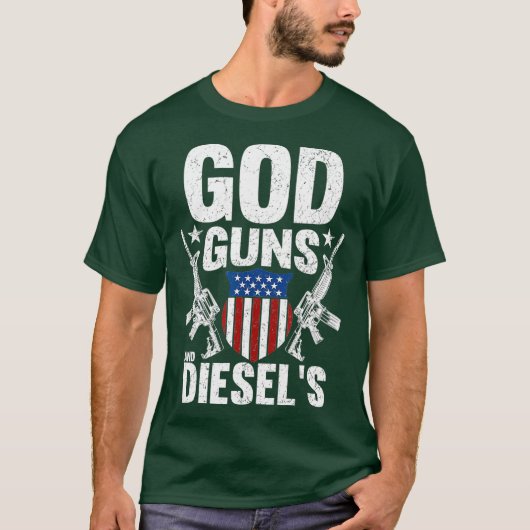 アメリカのディーゼルトラックの所有者God Guns Diesers Tシャツ (正面)