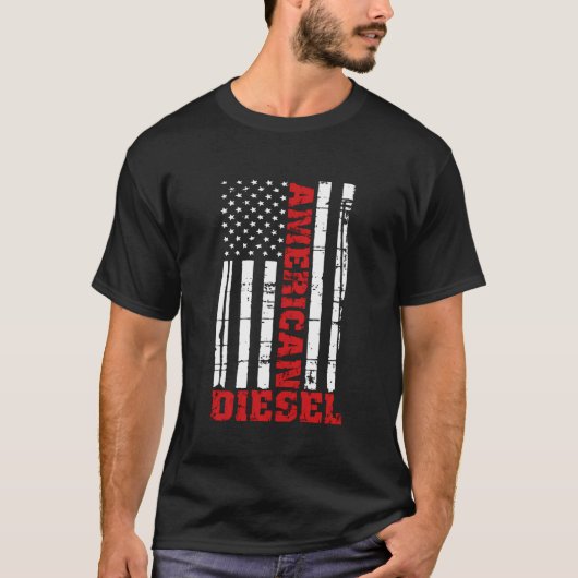 アメリカのディーゼル国旗のトラックのターボブラザーズ Tシャツ (正面)