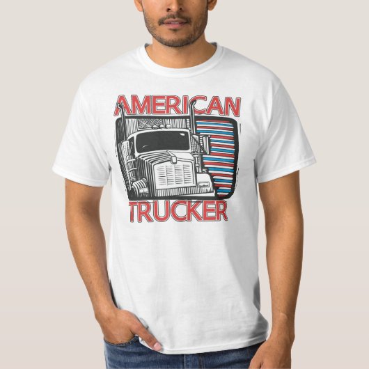 アメリカのトラックの運転手のためのアメリカのトラック運転手のTシャツ Tシャツ (正面)