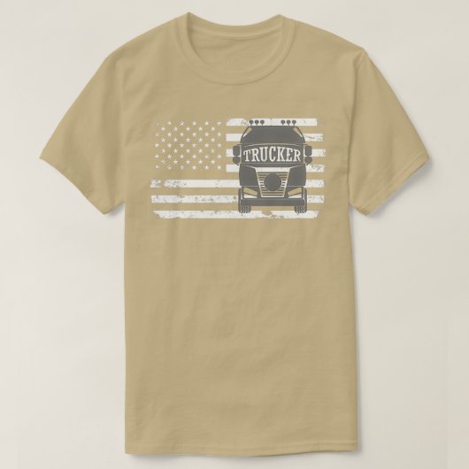 アメリカのトラック動揺してカー国旗の運転手 Tシャツ (デザイン正面)