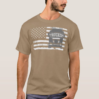 アメリカのトラック動揺してカー国旗の運転手 Tシャツ