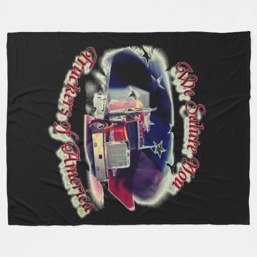 アメリカのトラック運転手に敬意を表する フリースブランケット (正面(横))