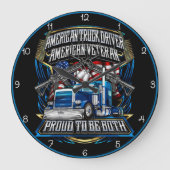 アメリカのトラック運転手退役軍人誇りを持った、 ラージ壁時計 (正面)