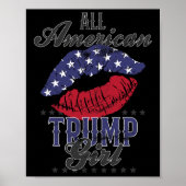 アメリカのトランプ女の子アメリカ国旗の唇Gop投票2024 ポスター (正面)