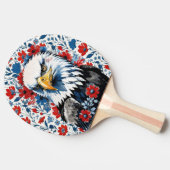 アメリカのハクトウワシの赤・白・青の花柄 卓球ラケット (横)
