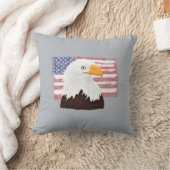 アメリカのハゲのワシとフラッグ – グレーの透明 クッション (ブランケット)