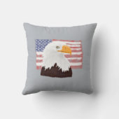 アメリカのハゲのワシとフラッグ – グレーの透明 クッション (裏面)