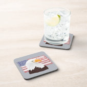 アメリカのハゲのワシとフラッグ – グレーの透明 コースター (右側)